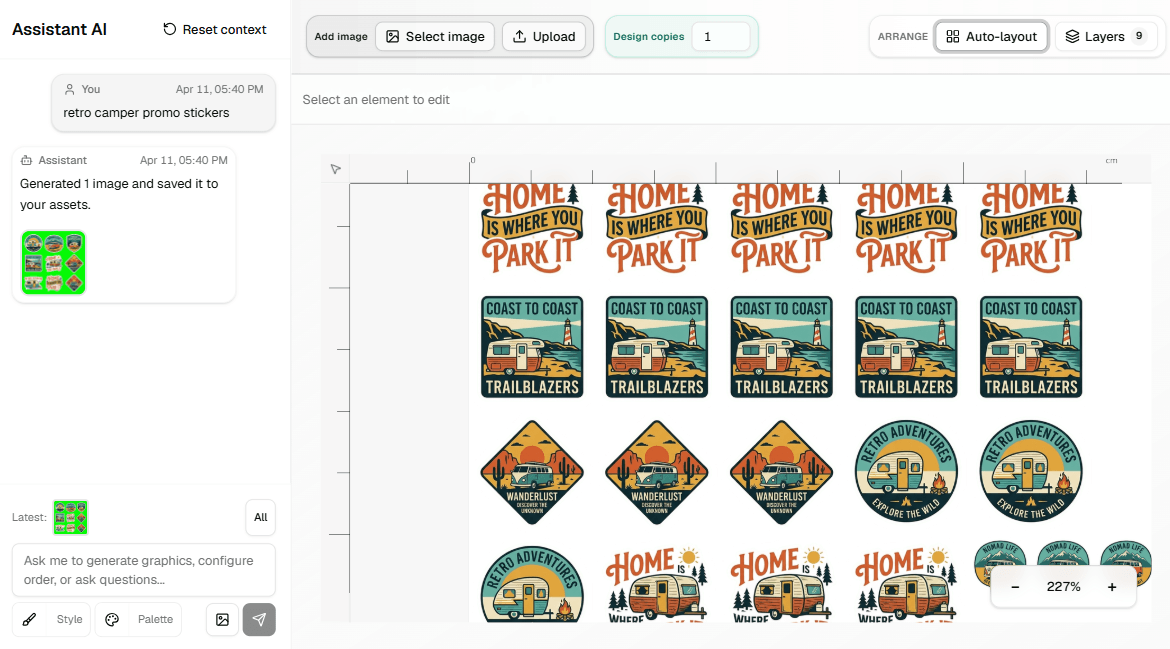 Example DTF transfer sheet layout 1